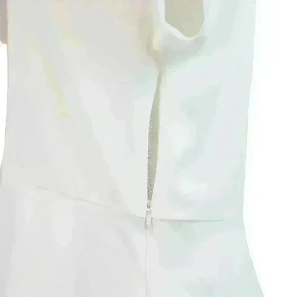 DKNY Cream White Blouse High-Neck Cap-Sleeve Side-Zip Front Pleats Size XS - Picture 3 of 10